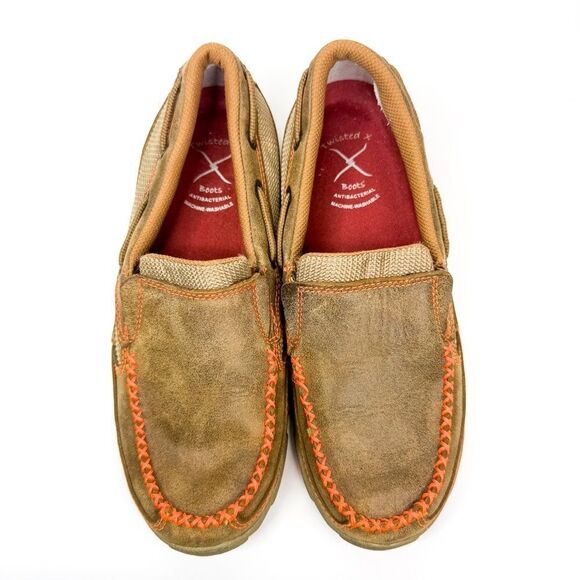 Twisted X Women's Driving Moccasins in Tan Leather w/Orange Accents Size 6.5M - Picture 6 of 8